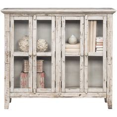 Rustic Shores 4 Door Cabinet - 1610483 Small Glass Cabinet, Bed Inspo, Cottage Makeover, Door Catches, Magnetic Door, Kitchen Dining Sets, Glass Cabinet Doors, Rocker Recliners, Living Room Shop