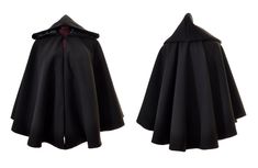 Cape coat by Gwaelonna. Item made of high quality mouflon (90% acrylic / 10% wool) with smooth and soft finish. Model closing with an attachae at the neck, fully lined with black satin (100% polyester), with a large cap. Oversize cut, ideal one size pregnant woman. This type of clothing has existed since the dawn of time; especially because of the protection it offers against bad weather. However, its use is rarer nowadays. This cape was made in France by me in very small series. Height of the n Fitted Cosplay Cape, Fitted Cape For Cosplay, Black Cape For Cosplay, Fitted Winter Cape For Cosplay, Fitted Black Winter Cape, Black Fitted Winter Cape, Winter Costume Cape Outerwear, Winter Costume Cape, Black Wool Hooded Outerwear