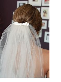 the back of a bride's head with a veil on it