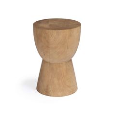 a small wooden stool on a white background with no one in it's photo