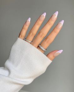 50+ Cute Lavender Nail Designs To Try Out This Spring; french tip nails! This includes lavender nails with design, lavender nails acrylic, lavender nails short, lavender nails designs, lavender nails ideas, purple nails, lavender nail ideas, lavender nail designs, lavender nail art & more! This also includes purple nail designs, purple nails acrylic, purple nail art, spring nails, lilac nails, lilac nails acrylic, lilac nails acrylic lavender & more! #lavendernails #lavendernailswithdesign White Tip Nails, Pastel Nails Designs, Spring Nail Trends, Almond Nails Designs, Nail Designs Spring, Floral Nails