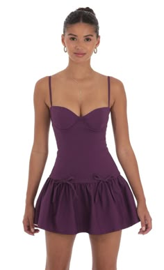 Double Bow Drop Waist Dress in Purple | LUCY IN THE SKY Mini Purple Dress, Rush Dresses, Flowy Mini Dress, Drop Waist Dress, Lucy In The Sky, Mini Dress Formal, Purple Mini Dresses, Sorority Outfits, Purple Satin