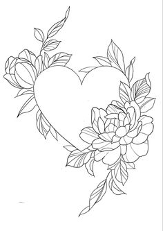 a heart with flowers and leaves on it