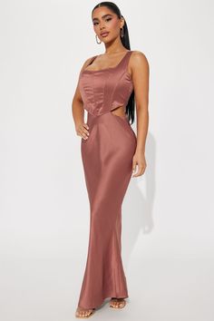 Available In Mauve. Satin Corset Midi Dress Straps Corset Waist Cutout Detail Flare Hem Hidden Back Zipper Lined Stretch Shell: 96% Polyester 4% Elastane Lining: 100% Polyester Imported | Cara Satin Corset Maxi Dress in Mauve size Small by Fashion Nova Wedding Guest Fashion, Corset Maxi Dress, Dress Straps, Corset Midi Dress, Wedding Guest Style, Corset Waist, Satin Corset, Mauve Dress, Midi Maxi Dress