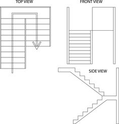 the top view and bottom view of a stair case, with two different steps on each side