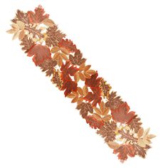 an orange and brown leafy design on a white background