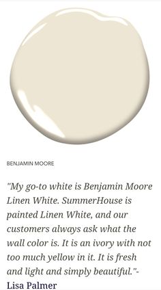 a white paint with the words,'my go - to white is benjamin moore '