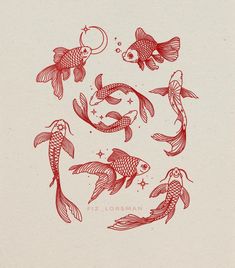 a drawing of fish swimming in a circle