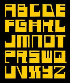 an old fashioned font with yellow letters and numbers on the upper half of each letter