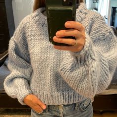 Brand New Just Finished Knitting This Thick Chunky Sweater , Soft, Not Scratchy Fits Like A Medium Thick Sweaters Chunky Knits, Chunky Hand Knit Sweater, Chunky Crochet Sweater, White Chunky Sweater, Fashion 2025, Pretty Tops, Baby Blue Sweater, Blue Knit Sweater, Free People Style