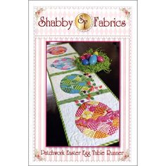 a table runner with an easter egg on it and the words shabby & fabricies