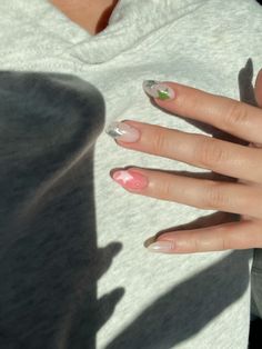 Long acrylic builder gel star cute trendy long nails design almond summer spring nails pink and green college core aesthetic College Core, Long Nail Designs, Builder Gel, Long Acrylic, Nails Pink, + Core + Aesthetic, Nails Design, Long Nails, Spring Nails