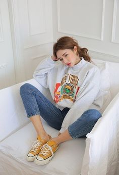 f670ef5d2d6bdf8f29450a970494dd64desc42552365ri Fashion Pose, Korean Fashion Ideas, Korean Fashion Summer, Yellow Sneakers, Korean Fashion Outfits, Grunge Vintage, Korean Fashion Trends, Ulzzang Fashion, G Dragon