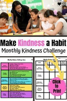 a group of kids sitting around a table with the words make kindness habitt on it