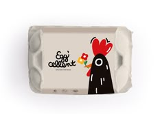 an egg carton with a chicken and flowers on the front, says egg cellent