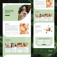 the website design is designed to look like it has been made with green and white colors