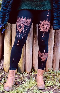 Body Henna, Extra Long Leggings, Whimsical Witch, Jeans Ideas, Ankle Tattoos, Bleach Art, Womens Leggings, Clothes Crafts