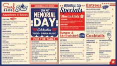 Memorial Day Menu Design Template Bbq Restaurant Menu Design, Menu Signage Design, Menu Signage, Burger Stand, Digital Signage Solutions