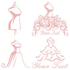 four different types of mannequins and dresses on a white background with the words your text below them