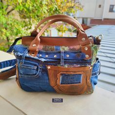 Brown Leather Shoulder Bag Medium Size Denim Hand Bag Distressed Denim Purse Elegant Floral Crossbody Bag Studed Leather Handbag Boho Purse by MARTINELI on Etsy Boho Purse, Boho Jeans, Denim Purse, Floral Purse, Boho Purses, Brown Leather Shoulder Bag, Boho Bags, Elegant Floral, Colorful Boho