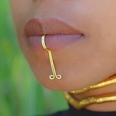 Chin Cuff Jewelry, Lip Ring Cuff, Plus Size Body Jewelry, Wire Face Jewelry, Handmade Brass Body Jewelry As A Gift, Lip Cuff Jewelry, Unique Metal Body Jewelry For Gift, Elegant Adjustable Pierced Nose Ring, Unique Body Jewelry For Gift