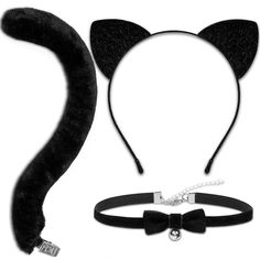 PRICES MAY VARY. 【Cat Costumes for Women Set】The black cat costume for girls and women set includes 1 black cat ears headband, 1 cat tail and 1 collar with bell. The Halloween cat costume accessories set makes you look beautiful and cute. An eye catcher at parties, also a special gift for girls and women. 【One Size Fits Most】The cat ears headband is universal, which has good elasticity, easy to wear and comfortable for most women and girls. The choker necklace has an adjustable metal extension c Novelty Cat Ears Costume Accessories For Cosplay, Cat Ears Costume Accessories For Cosplay Events, Punk Cat Ears Costume Accessories For Cosplay, Harajuku Style Adjustable Costume Accessories For Halloween, Fitted Cat Ears Halloween Costume Accessories, Adjustable Ears Costume Accessories For Party, Punk Cat Ears For Costume Party, Fitted Black Cat Ears Costume Accessories, Adjustable Ears Costume Accessories For Costume Party