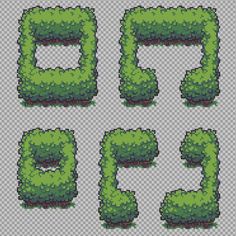 the pixel font and numbers are made up of small green letters, with different shapes