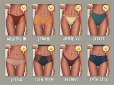 the different types of bikinis are shown