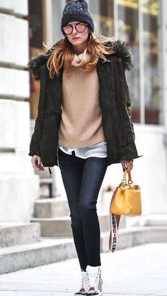 Street style Parka Outfit, Street Style 2015, Winter Mode Outfits, Estilo Olivia Palermo, Quoi Porter, Outfit Trends