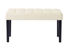 White leather bench with sleek black metal legs, modern minimalist design, and tufted seat cushion. Modern Entryway, Patio Swing, Patio Storage, Cabinet Accessories, Patio Bar Set, Mattress Box Springs, Leather Bench, Replacement Cushions, Patio Accessories