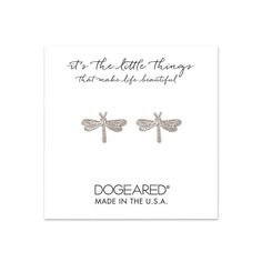 Dogeared It's The Little Things Dragonfly Earrings Sterling Silver It's The Little Things That Make Life Beautiful. Teeny Tiny Earrings With A Big Message. Available In Sterling Silver Sterling Silver Dragonfly Studs Under 1/4" Sterling Silver Post Closure It's The Little Things Message Card Packaged In Dogeared Gift Box Made In The Usa Spear Earrings, Make Life Beautiful, Dogeared Jewelry, Horseshoe Earrings, Dragonfly Earrings, Tiny Earrings, Sterling Silver Stud Earrings, Sparkle Earrings, Silver Stud Earrings