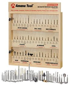 AMS-CNC-52 - Master CNC Router Bit Collection, 52-Pcs 1/4″ Shank Cnc Router Projects Free, Cnc Wood Projects, Router Bit Storage, Building Cabinets, Power Carving Tools, Power Carving, Cnc Router Projects, Router Projects, Cnc Router Bits