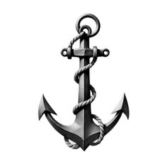 an anchor is shown with rope on the front and back ends, as if it were in black and white