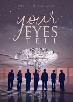 the movie poster for your eyes fell with five men standing in front of a tree