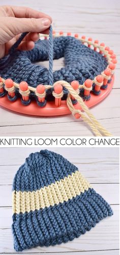 the knitting loom color change is being worked on