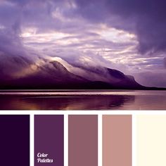 the color palette is purple and white, with some clouds in the sky above it