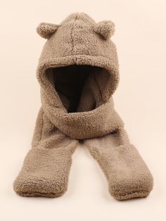 Camel Casual   Polyester Plain Other Hats Embellished  Fall/Winter Women Accessories Cute Winter Hats, Funky Hats, Bunny Hat, Funny Hats, Bear Hat, Bear Ears, Hooded Scarf, Winter Cap, Head Accessories