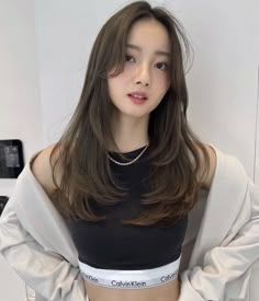 Korean Hairstyle Layered, Long Haircut Korean, Layered Haircut Asian, Korean Women Haircut, Korean Long Layers, Asian Long Haircut, Layercut Haircut, Korean Long Haircut, Layered Hair Korean