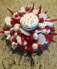 a bowl filled with food on top of a counter