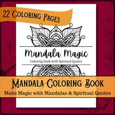 PDF Download Available immediately~ print out these beautiful & relaxing coloring pages in the comfort of your own home. Mandala Magic is a spiritual coloring book full of Mandalas and Spiritual Quotes from great thinkers and spiritual leaders. This product is a Digital Download which includes 22 pages for coloring, relaxing, and enjoying.  Downloads are available instantly after purchase. You can sit and enjoy coloring right away with a nice cup of tea if you like!  This coloring book makes a w Magic Coloring Pages, Peaceful Art, Great Thinkers, Mind Relaxation, Peace Art, Spiritual Artwork, Mandala Coloring Books, Relaxing Colors, Spirituality Book