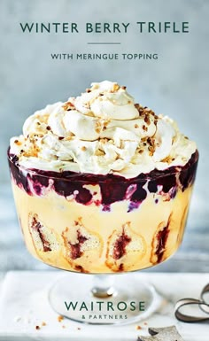 the cover of winter berry trifle with meringue toppings by waitrose and partners