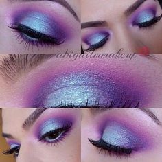 Purple Eye Makeup Tutorial, Eye Makeup Tutorials, Make Up Designs, Purple Eye Makeup, Unicorn Makeup, Glitter Eye Makeup, Make Up Videos, Purple Makeup, Beautiful Eye Makeup