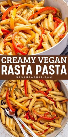 Take a flavorful journey to the Caribbean with this vegan rasta pasta, perfect for best comfort food recipes, warm dinner ideas, or easy pasta recipes. Ready in just 30 minutes, it features creamy coconut cream, bell peppers, penne pasta, and bold seasonings. This meat-free, dairy-free dish is quick, mildly spicy, and incredibly comforting. A great choice for vegan-friendly indulgence! Vegan Pasta Pasta, Vegan Sides Dishes, Vegan Fajita, Vegetarische Diners, Easy Vegan Dinner Ideas, Fajita Pasta, Creamy Vegan Pasta, Vegan Pasta Dish