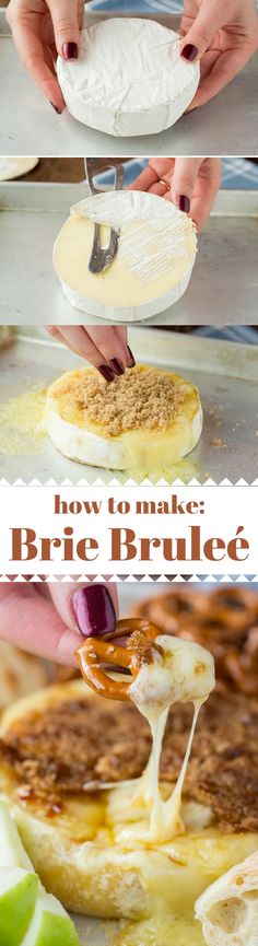 how to make brie pancakes with butter and cheese on top, then being drizzled