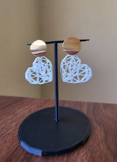 Modern 3D printed earrings Designed and created by me.  Handmade item Made to Order White Laser Cut Earrings As A Gift, White Laser Cut Earrings For Gift, White Laser-cut Jewelry For Gifts, 3d Printer Jewelry, 3d Earrings, 3d Printed Earrings, Printed Earrings, 3d Jewelry, 3d Printing Diy