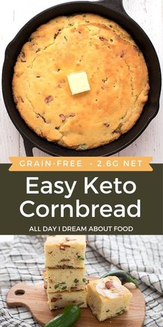 the recipe for easy keto cornbread is shown