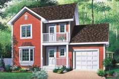 this is an artist's rendering of these two - story house plans for small homes