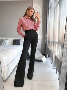 Fabric: Cotton Available sizes: XS, S, M, L Color: Black, Red, Blue, White, Striped Red, Bodeaux Semi Formal Mujer, Flare Black Pants, Work Outfits Frauen, Black Pants Outfit, Black Flare Pants, Look Formal, Black High Waist, Work Outfits Women, Formal Outfit