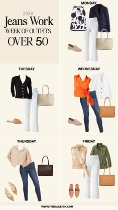 Spring and Summer Work Outfits for Women Over 50 — THE DAILEIGH Summer Outfits Work Office Wear, Summer Work Outfits Women, Outfits Over 40, Summer Work Outfits Office Casual, Summer Work Outfits Office, How To Wear Jeans, Outfits For Women Over 50