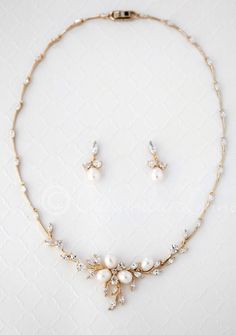 Bridal Jewelry Necklace Set with Pearl Flower and CZ - Cassandra Lynne Pearl Wedding Jewelry, Simple Bridal Jewelry, Bridal Jewelry Necklace, Bridal Jewellery Design, Pearl Bridal Jewelry, Bridal Accessories Jewelry, Bridal Fashion Jewelry, Back Necklace, Wedding Bridal Jewellery